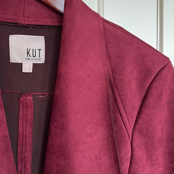 Kut from the Kloth Carina faux suede drape moto jacket in wine Burgundy Size M - Picture 5 of 9